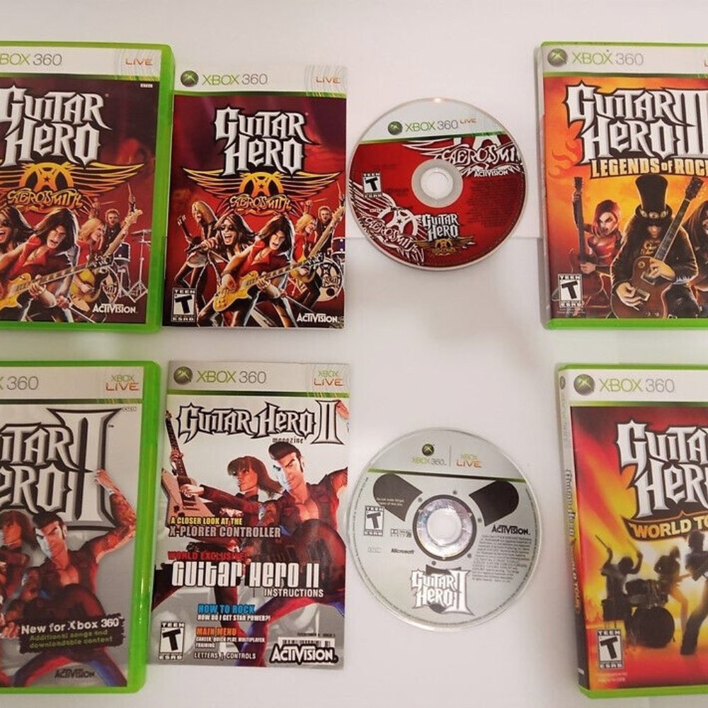 Guitar Hero World Tour Wireless Sunburst Controller Xbox 360 4 Games Bundle - Picture 12 of 12